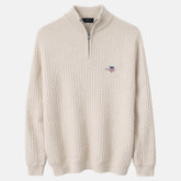 G.A.N.T IMPORTED BASKET WEAVE KNITTED SWEATER (STONE)