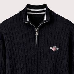 G.A.N.T IMPORTED CABLE KNIT SWEATER (BLACK)