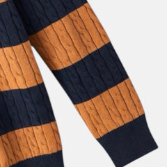 G.A.N.T PREMIUM PANELED CABLE KNIT SWEATER (NAVY&MUSTARD)