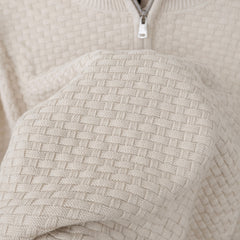 G.A.N.T IMPORTED BASKET WEAVE KNITTED SWEATER (STONE)