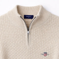 G.A.N.T IMPORTED BASKET WEAVE KNITTED SWEATER (STONE)