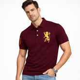 GRDNO Premium 3D Lion polo Shirt Maroon