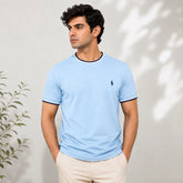RL SMALL PONY CREW TIPPED T-SHIRT (SKY)