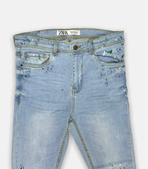 Z.A.R.A Skinny Fit Denim Jeans Paint Splash