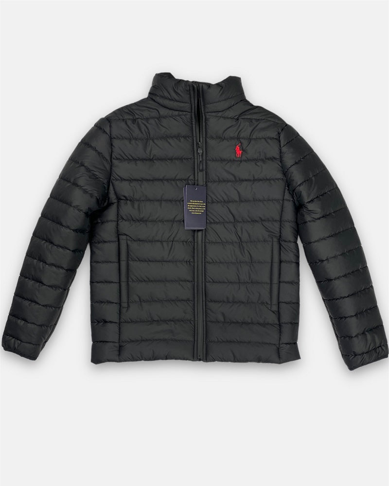 RL Full Sleeves Small Pony Puffer Jacket (Black)