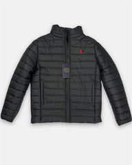 RL Full Sleeves Small Pony Puffer Jacket (Black)