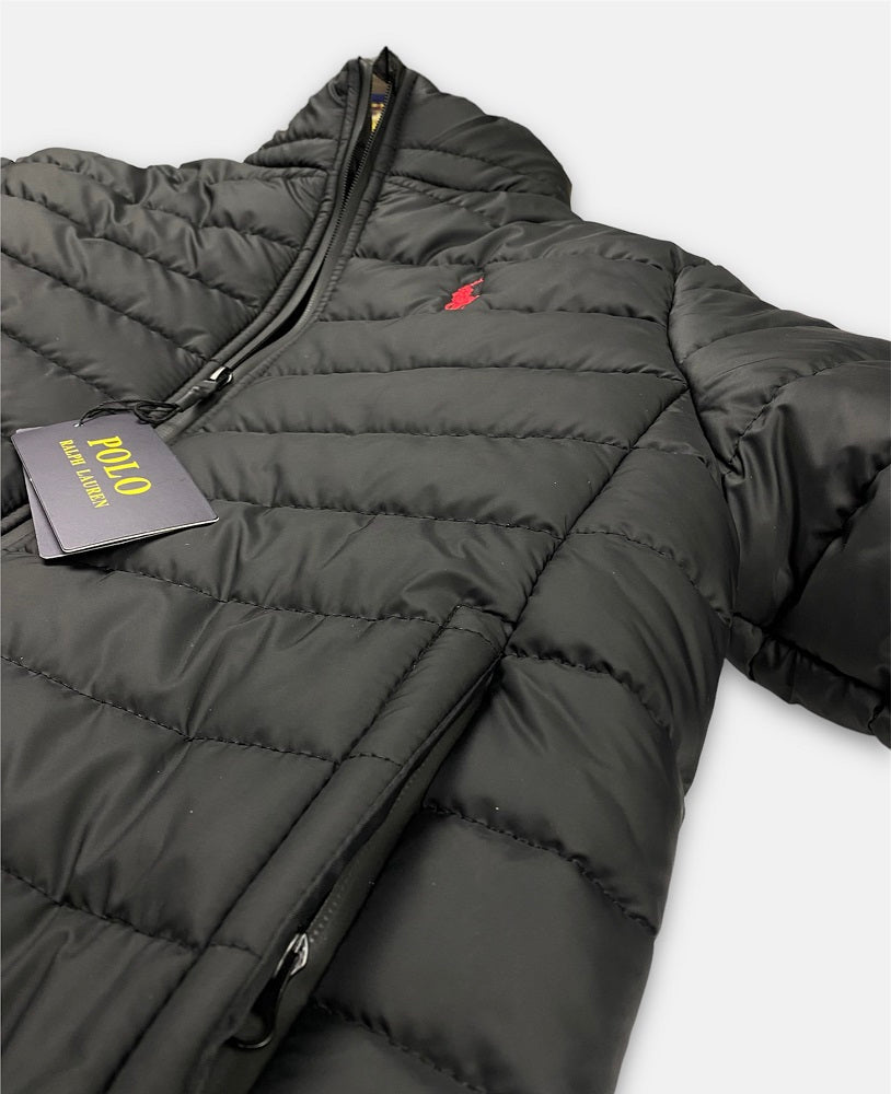 RL Full Sleeves Small Pony Puffer Jacket (Black)