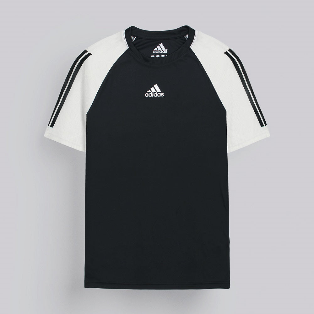 ADDAS Imported Mesh Shoulder Dri Fit T-Shirt (White & Black)