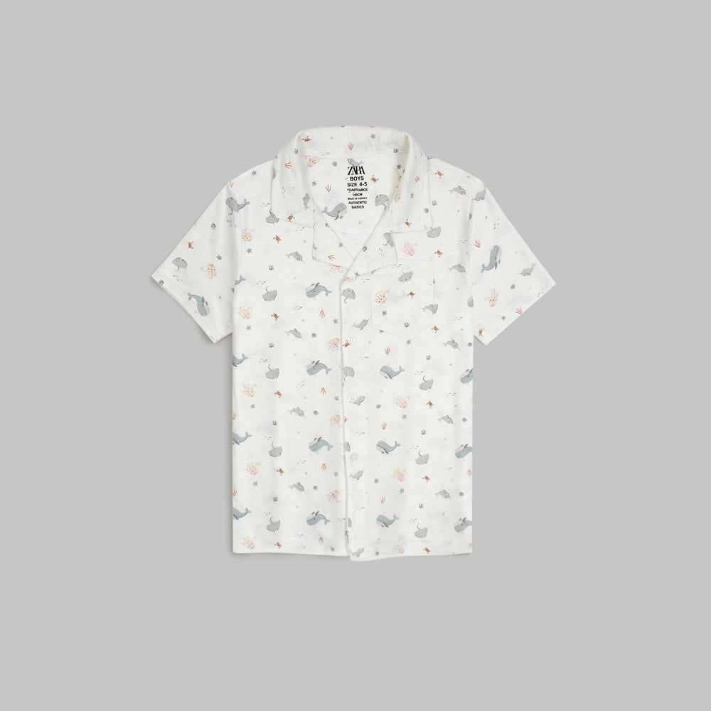ZR PREMIUM KIDS DOLPHIN PRINT CASUAL SHIRT