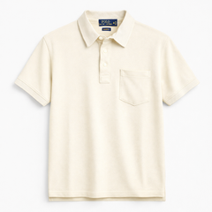 RL BASIC FRONT POCKET PIQUE COTTON POLO SHIRT (OFF-WHITE)