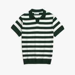 Z.A.R.A PREMIUM CABEL-KNIT STRIPPER POLO SHIRT (GREEN-WHITE)