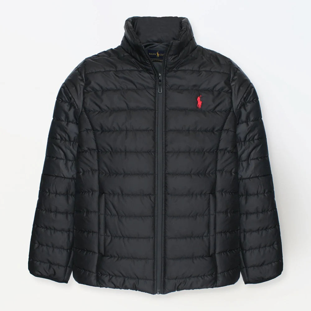 RL Full Sleeves Small Pony Puffer Jacket (Black)