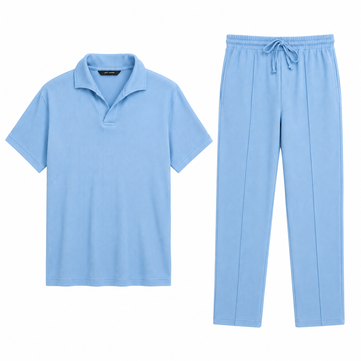 Z.A.R.A WAFFLE KNIT OVERSIZED SLIT TRACKSUIT (SKY)