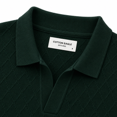COTTON EAGLE DIAMOND KNIT POLO (BOTTLE GREEN)