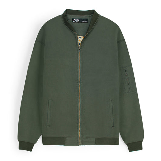 Z.A.R.A Premium Cotton Twill Jacket (Olive Green)