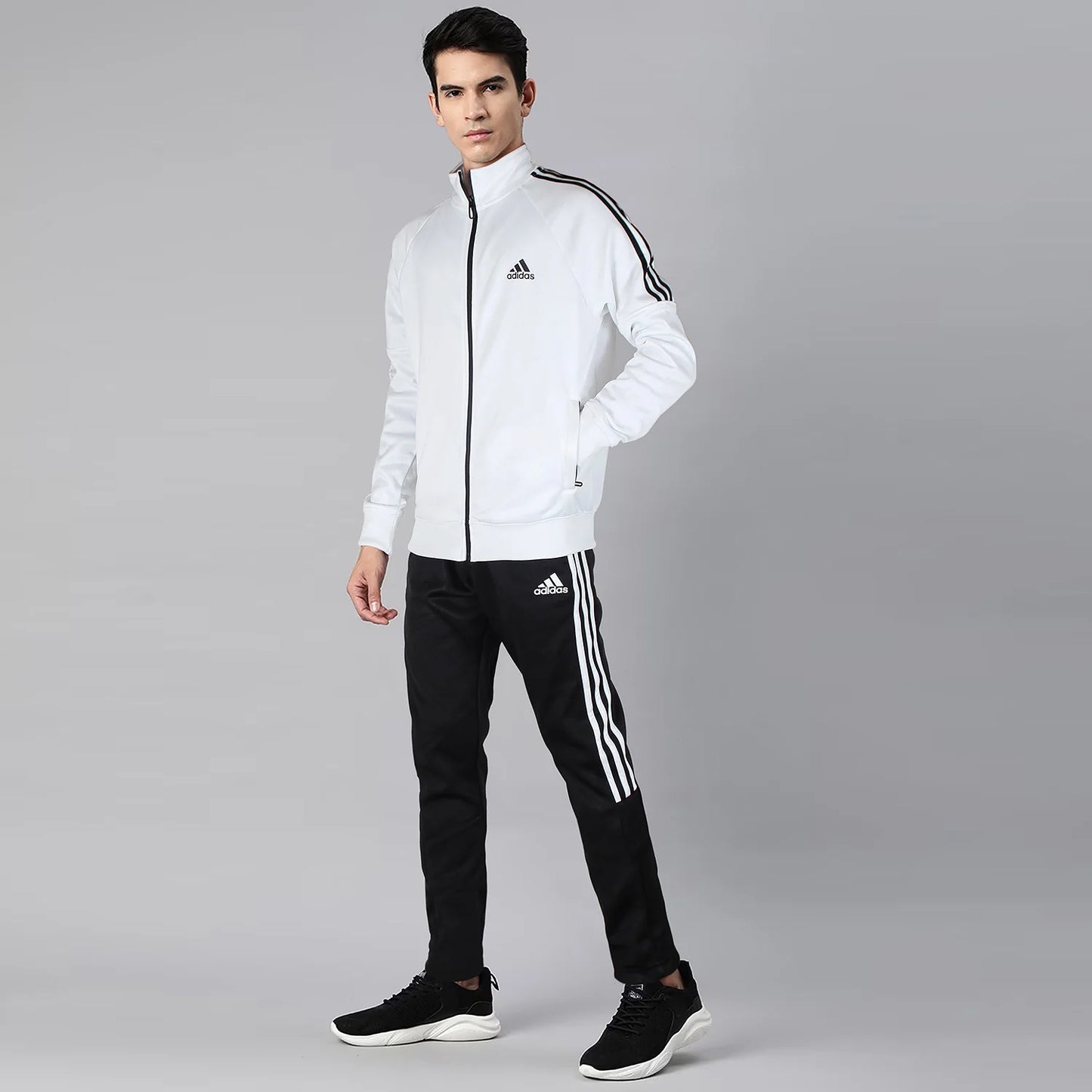 ADDAS Premium RAGLANFLEECE Men's Tracksuit (White&Black) Leftovers Den