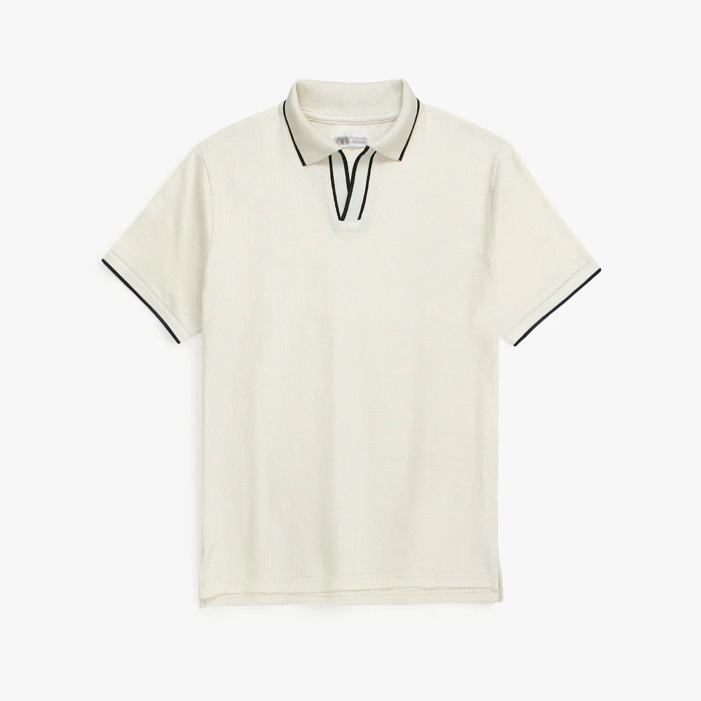 ZR PREMIUM MEN'S V NECK POLO SHIRT (OFF-WHITE)