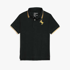 GRDNO Kids Premium Napoleon Tipped Collar Polo Shirt (Black)