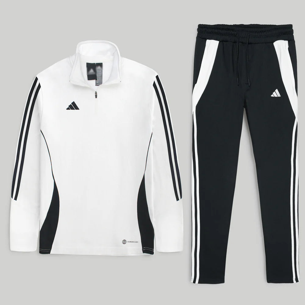 ADDAS Imported Tiro Piping Quarter Zip Tracksuit (White&Black)