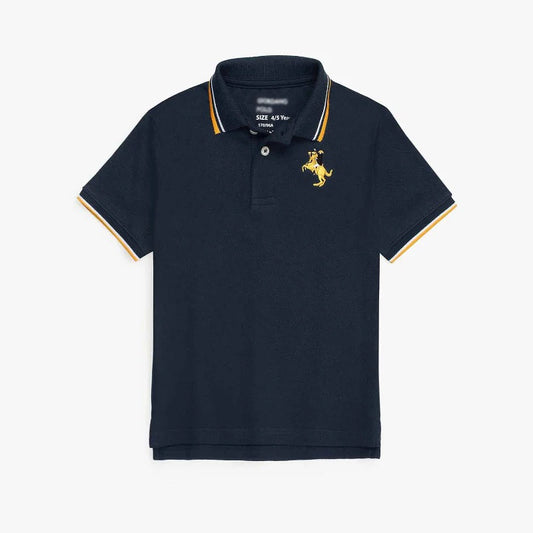 GRDNO Kids Premium Napoleon Tipped Collar Polo Shirt (Navy)