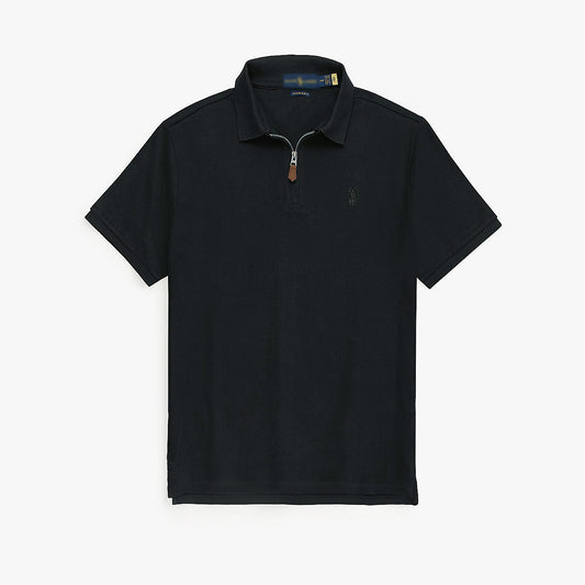 RL Premium Small Pony Zip Up Polo shirt (Black)