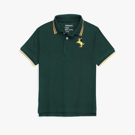 GRDNO Kids Premium Napoleon Tipped Collar Polo Shirt (Green)