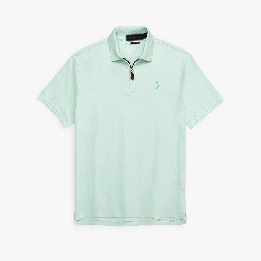 RL Premium Small Pony Zip Up Polo shirt (Sea Green)