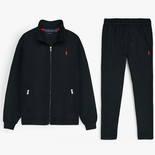 RL Premium Small Pony Cotton Fleece Tracksuit (Black)