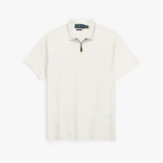 RL Premium Small Pony Zip Up Polo shirt (Off White)