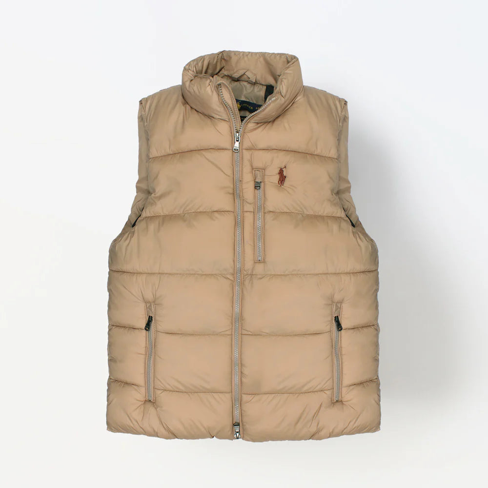 RL IMPORTED HANDWOVEN GORHM DOWN VEST JACKET (KHAAKI)
