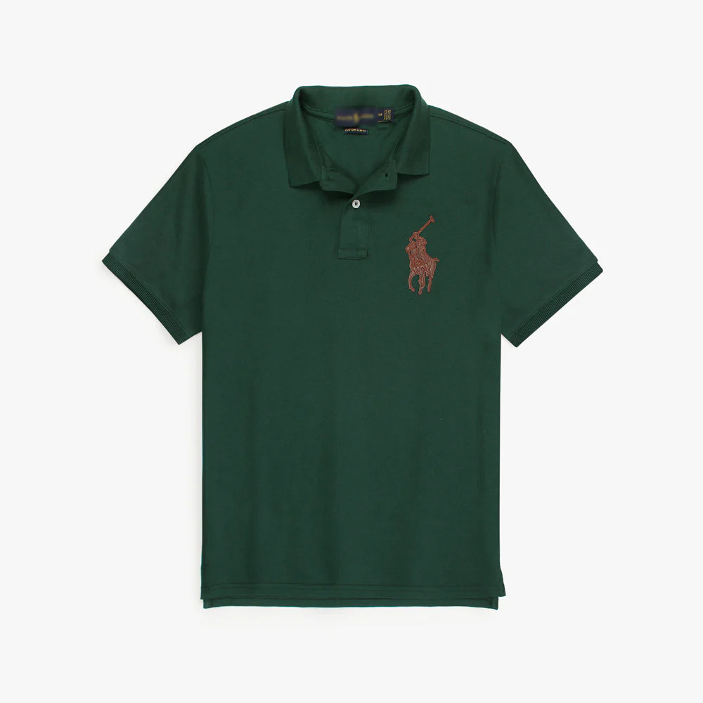 RL PREMIUM LEATHER BIG HORSE POLO SHIRT (GREEN)