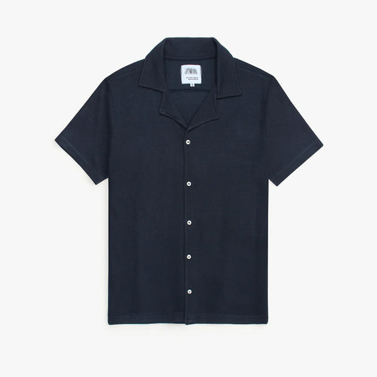 Z.A.R.A BASIC MEN'S CUBAN COLLAR CASUAL SHIRT (NAVY BLUE)