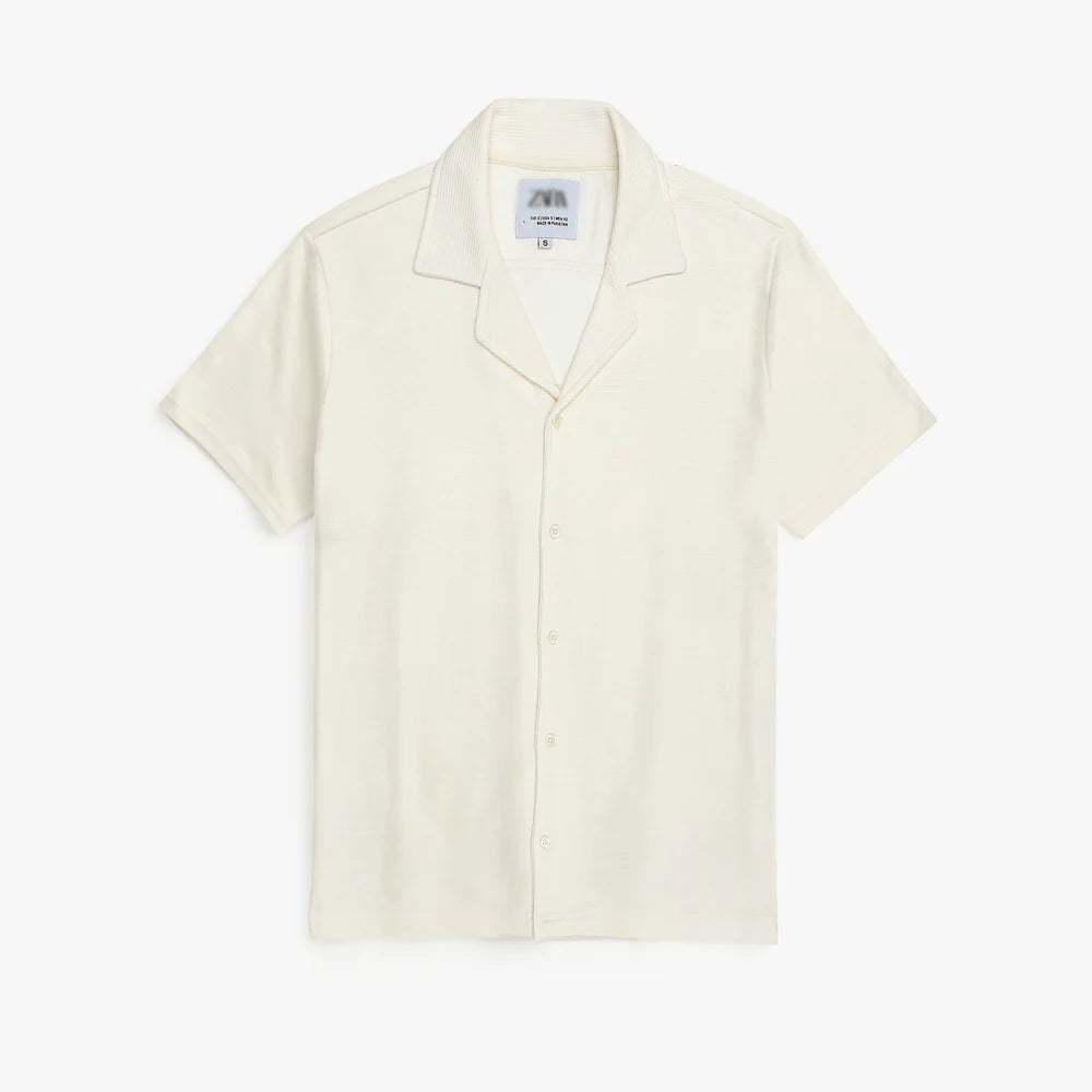 Z.A.R.A BASIC MEN'S CUBAN COLLAR CASUAL SHIRT (WHITE)