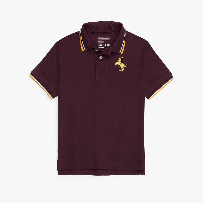 GRDNO Kids Premium Napoleon Tipped Collar Polo Shirt (Maroon)