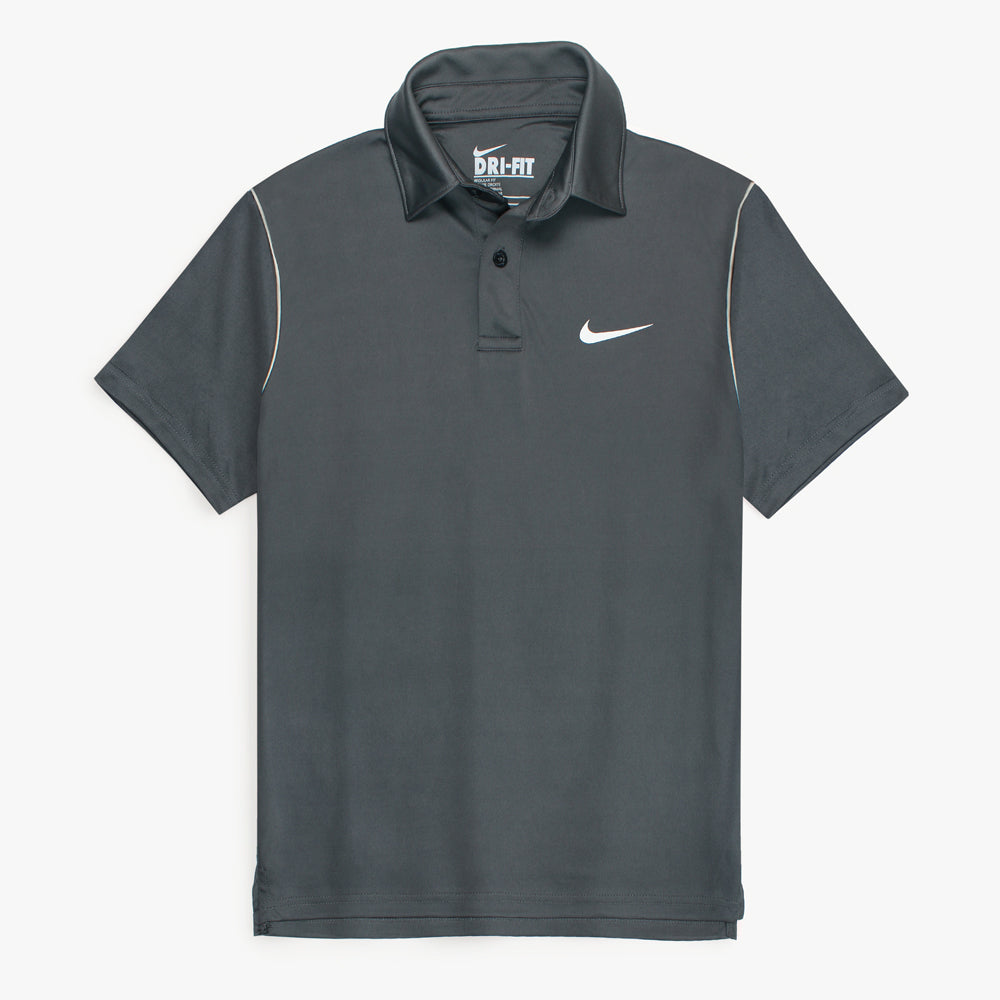 NKE PREMIUM DRI-FIT PIPING POLO SHIRT (GREY)