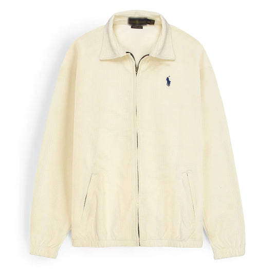 RL Imported Men Waffle Zipper Jacket (Off-White)