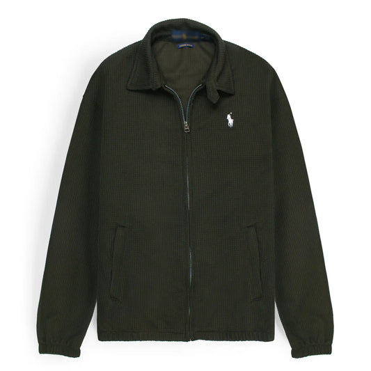 RL Imported Men Waffle Zipper Jacket (Olive Green)