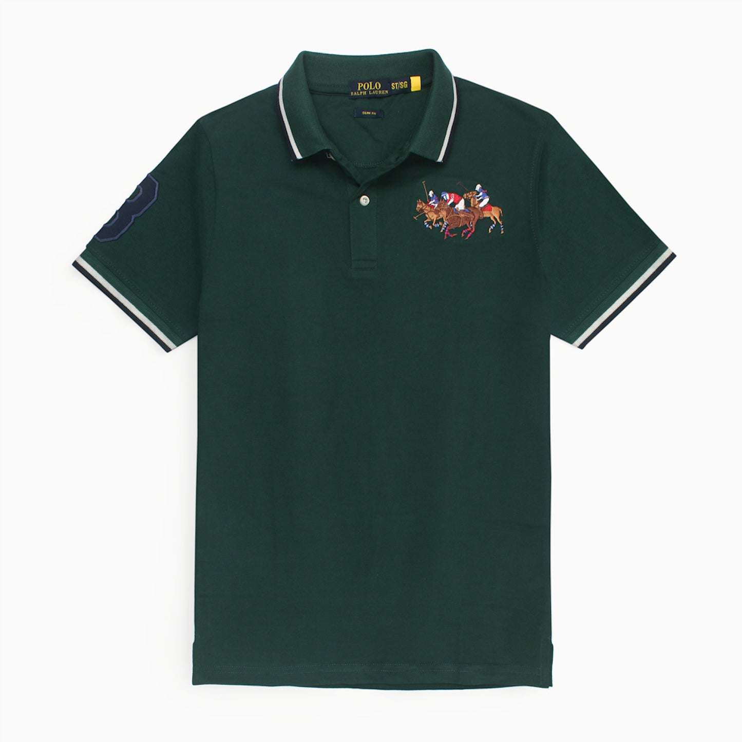 RL Premium 3 Horse Tipping Colar Polo Shirt (Green)