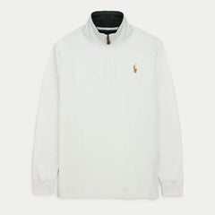 RL Imported Pique Cotton Fleece Zip-up Mockneck (White)