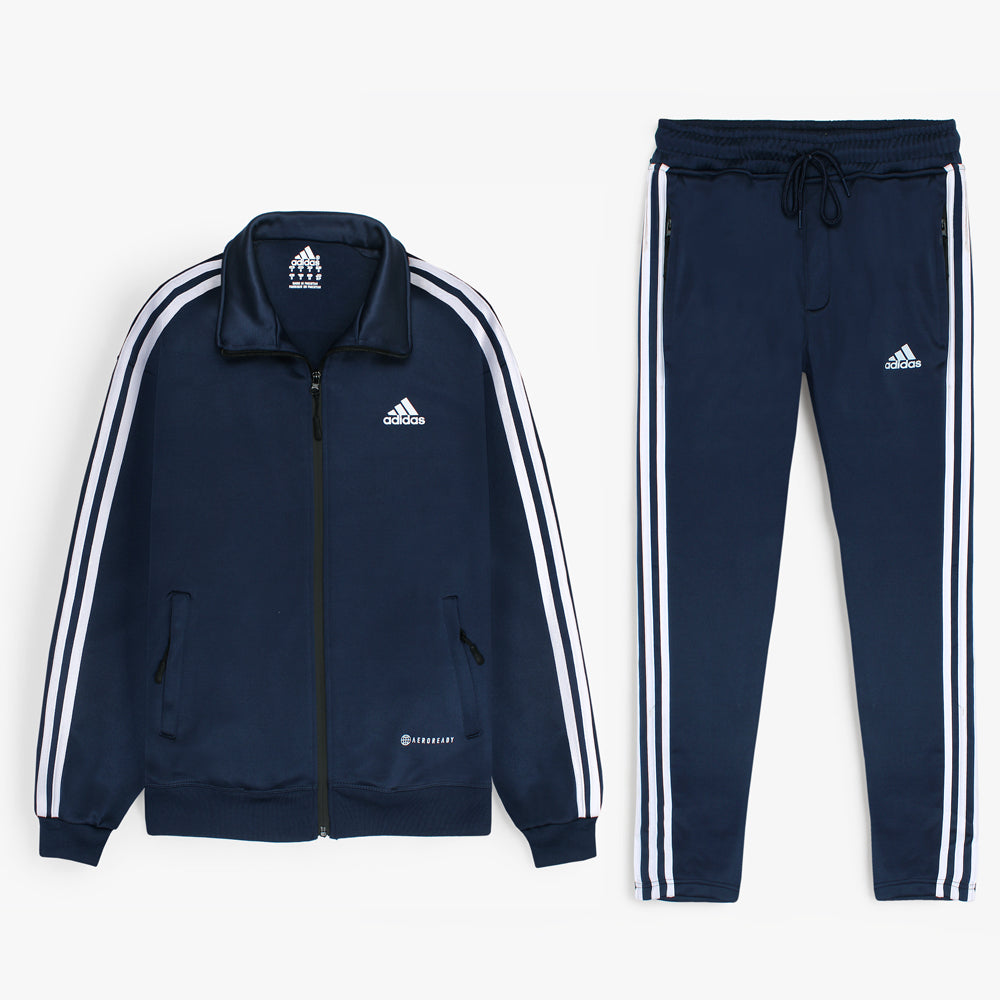 Addas Imported polyester Fleece Tracksuit (Navy Blue)