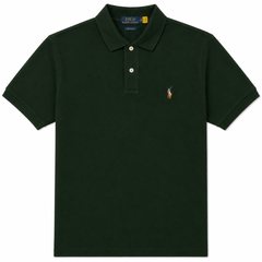 RL SMALL PONY MULTI HORSE COTTON PIQUE POLO SHIRT (GREEN)