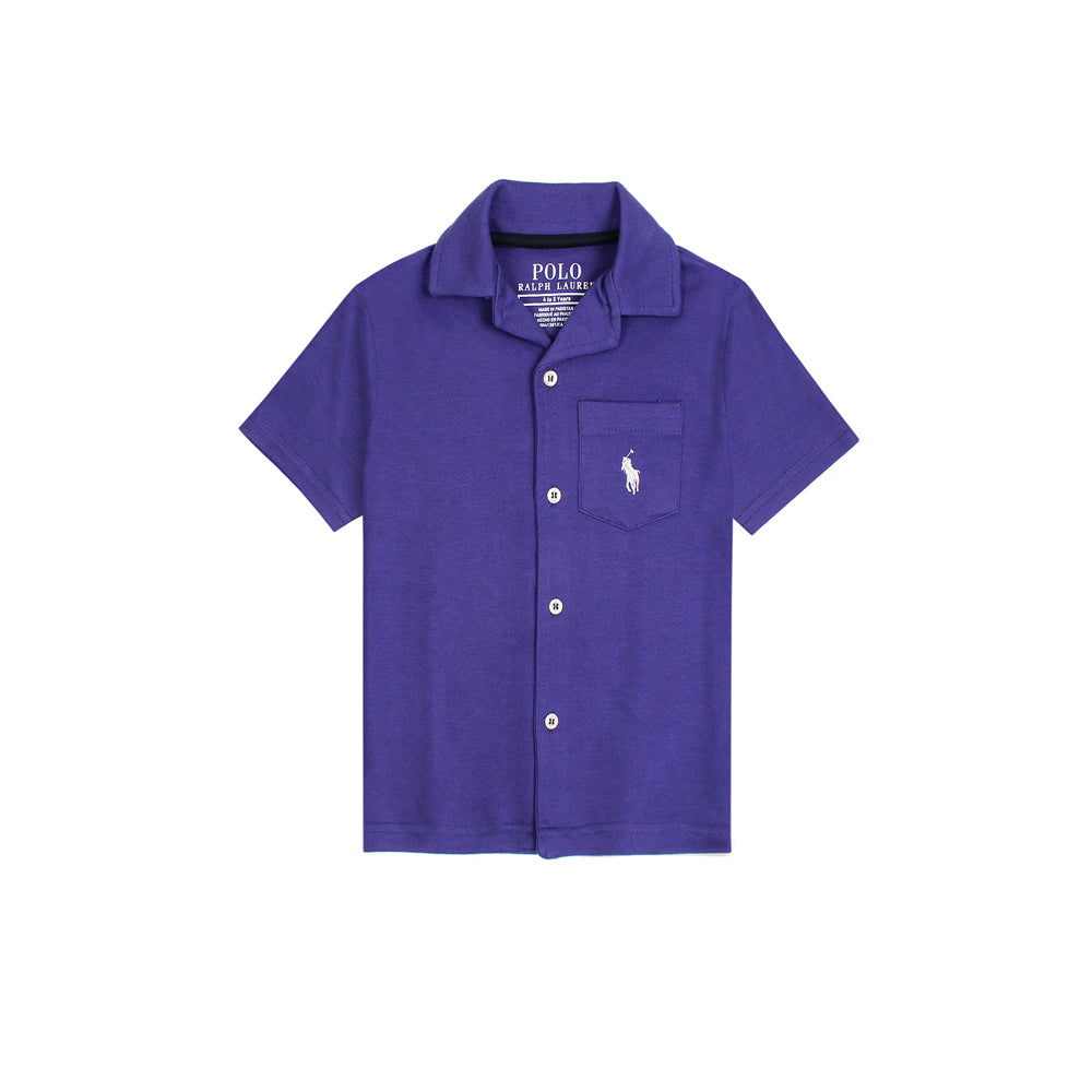 RL PREMIUM KIDS CUBAN COLLAR CASUAL SHIRT (PURPLE)