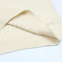 RL PREMIUM CABEL-KNIT BUTTON POLO SHIRT (OFF-WHITE)