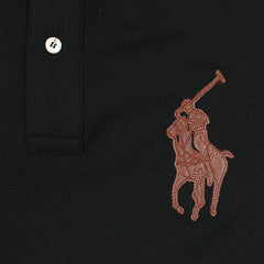 RL PREMIUM LEATHER BIG HORSE POLO SHIRT (BLACK)