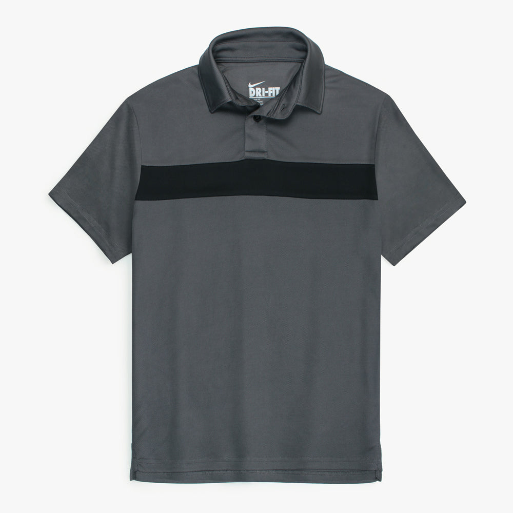 NKE PREMIUM MESH DRI-FIT PANALED POLO SHIRT (GREY/BLACK)