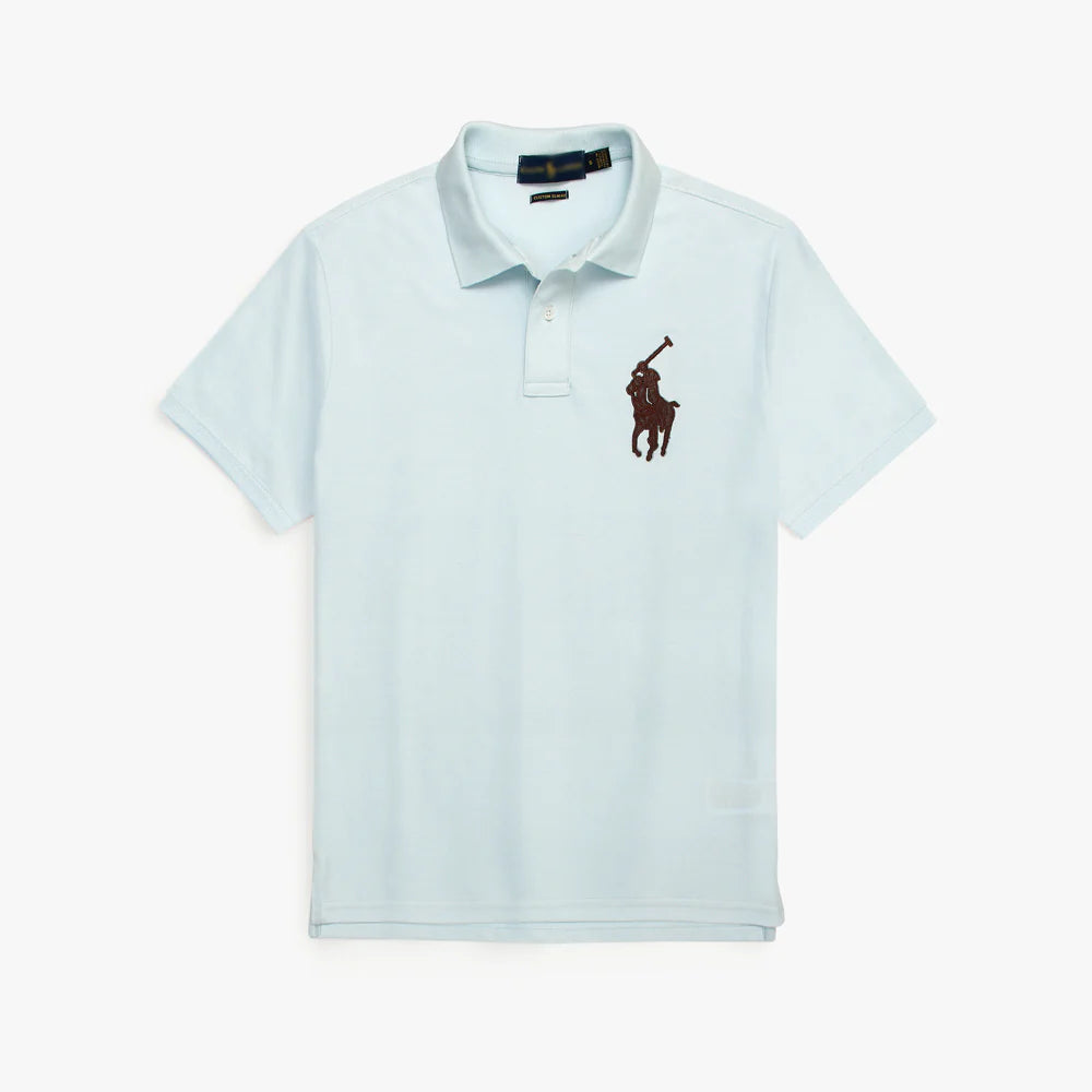 RL PREMIUM LEATHER BIG HORSE POLO SHIRT (SKY BLUE)