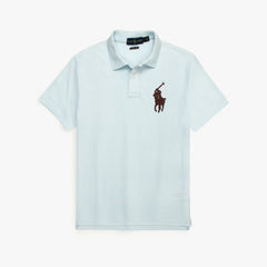 RL PREMIUM LEATHER BIG HORSE POLO SHIRT (SKY BLUE)