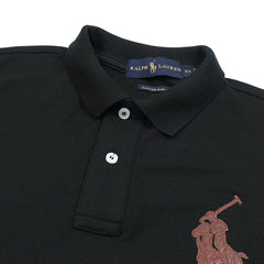 RL PREMIUM LEATHER BIG HORSE POLO SHIRT (BLACK)