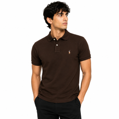 RL SMALL PONY MULTI HORSE COTTON PIQUE POLO SHIRT (CHOCLATE BROWN)