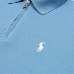 RL Premium Small Pony Zip Up Polo shirt (Sky Blue)